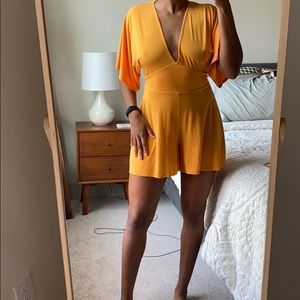 Express Solid Orange Romper